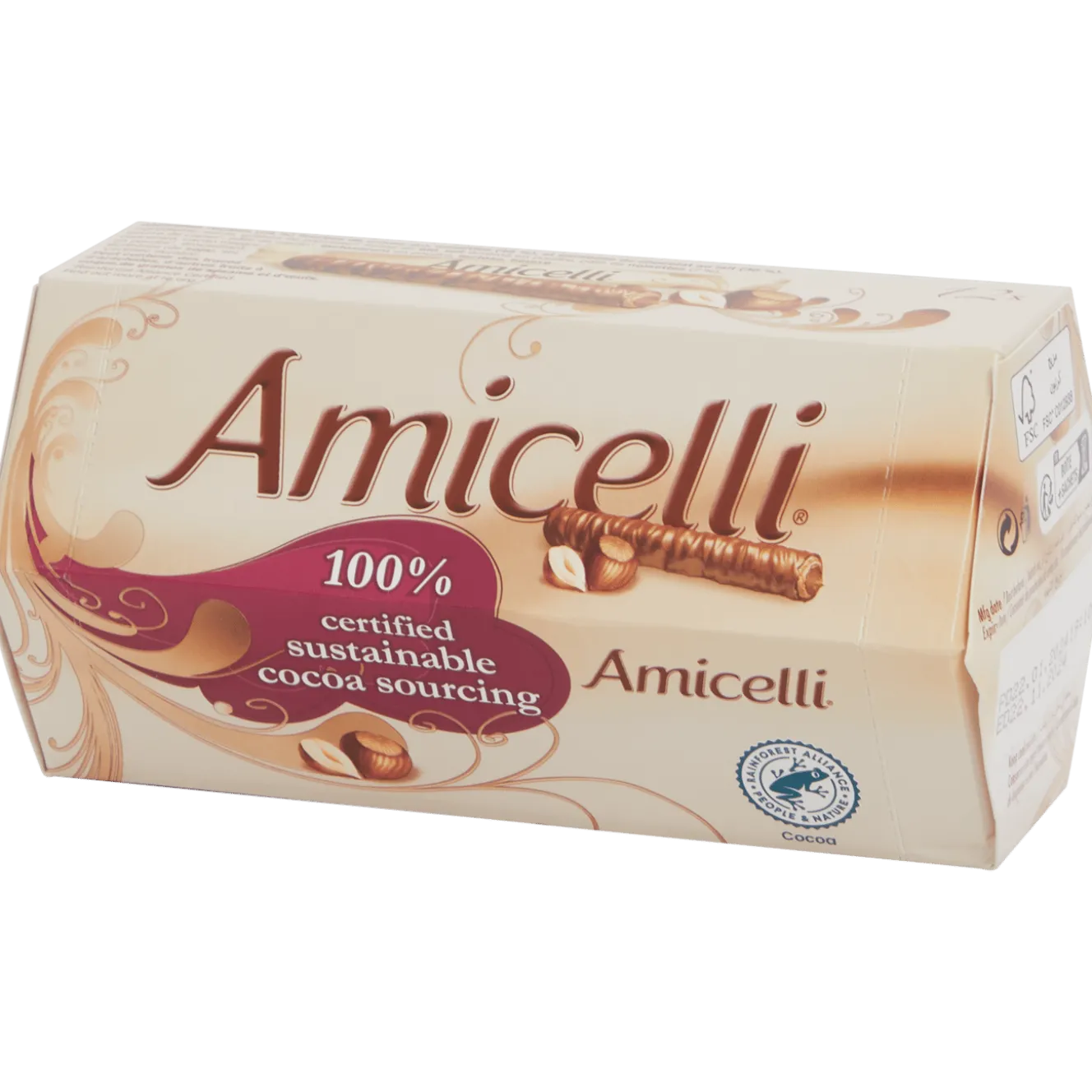 Amicelli chocolade-hazelnoot wafelrolletjes