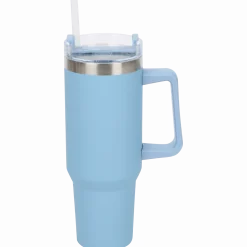 Grote thermosbeker met rietje