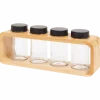 Kruidenrek met glazen potjes