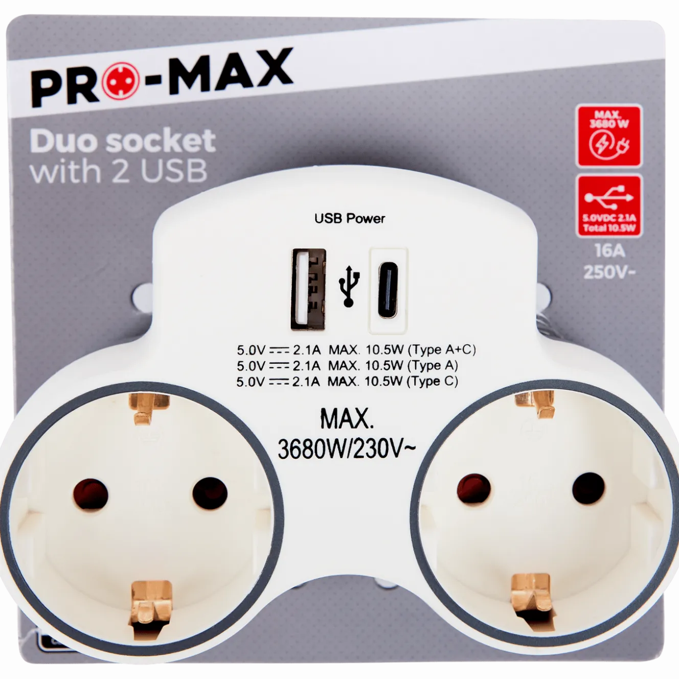 Pro-max dubbele wandstekker