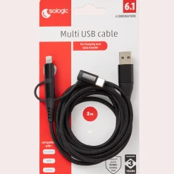 Sologic 3-in-1 laad- en datakabel
