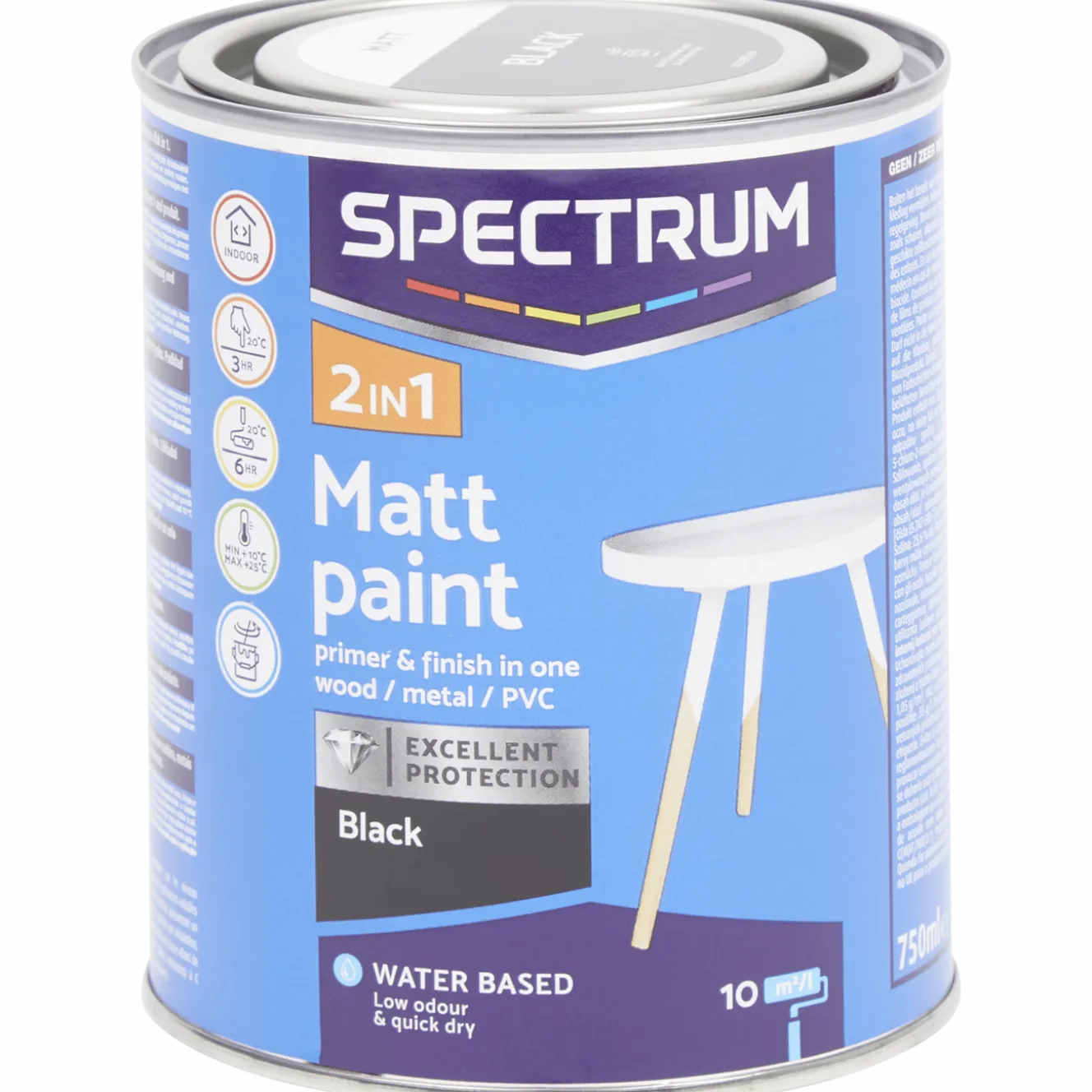 Spectrum 2-in-1 matte verf Zwart