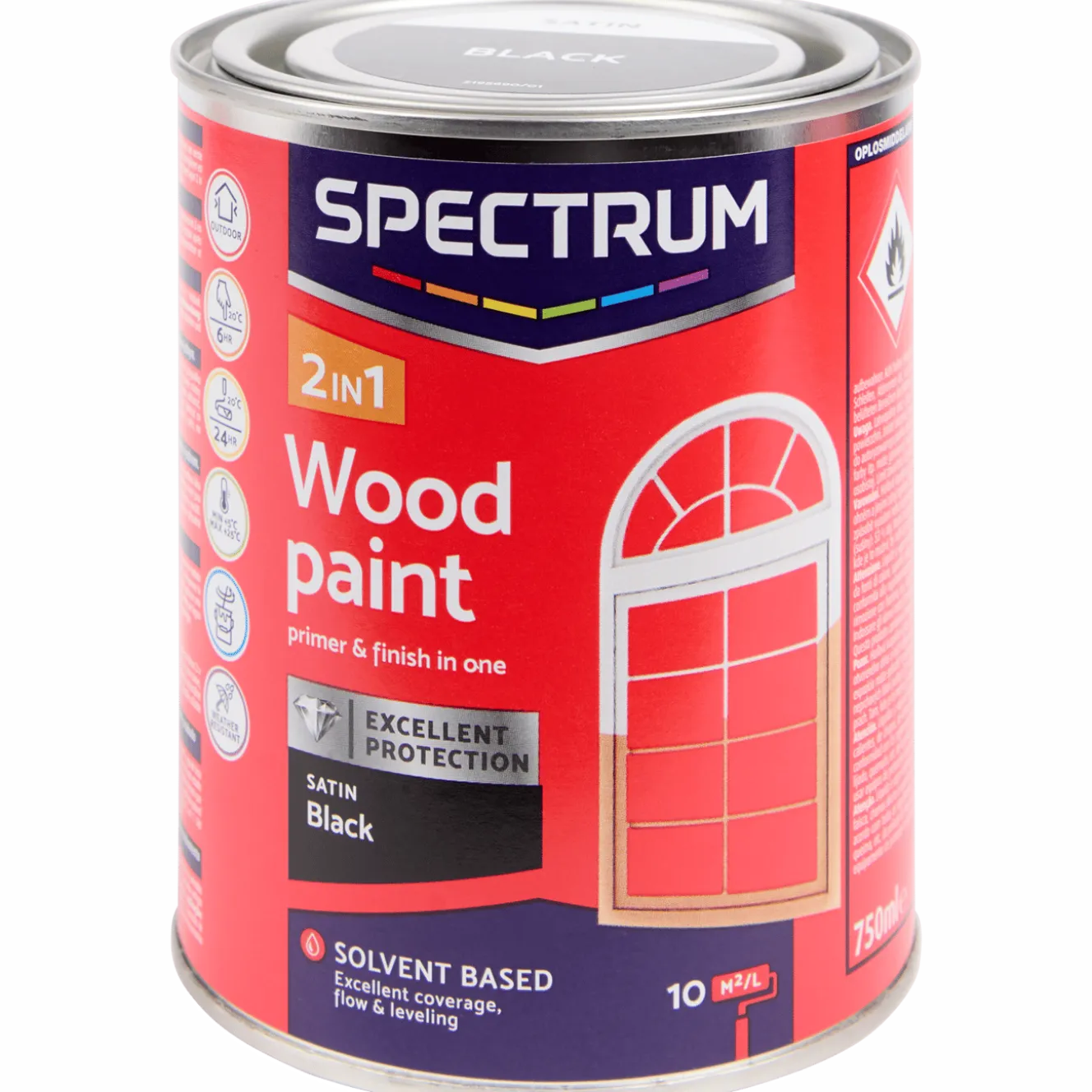 Spectrum 2-in-1 zijdeglans houtlak zwart